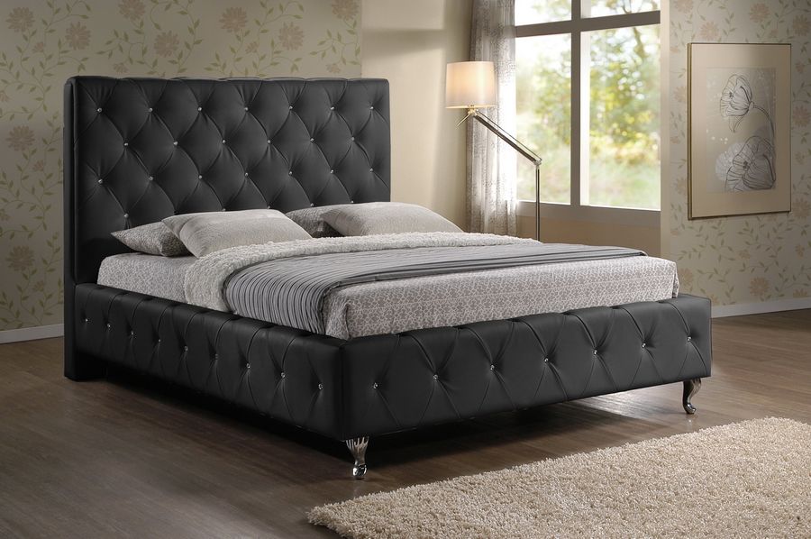 Refined Leather Modern Platform Bed - Click Image to Close