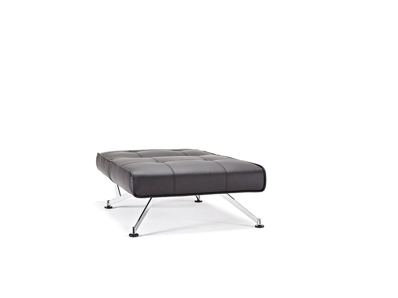 Contemporary Tufted Black Leather Sofa Bed on Chrome Legs - Click Image to Close