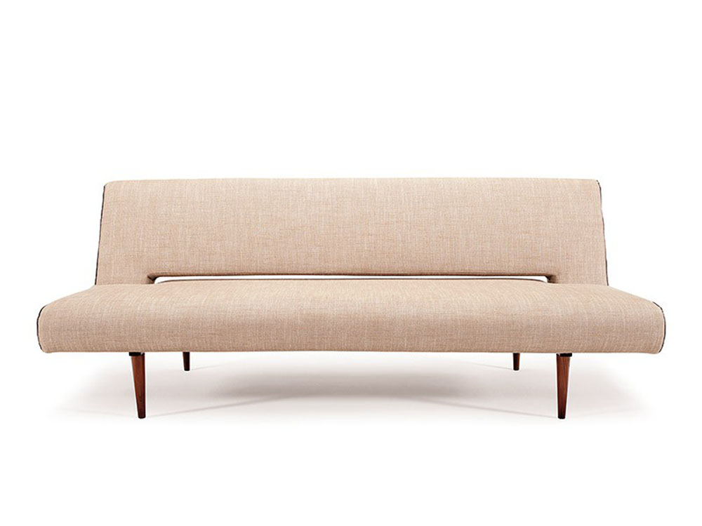 Contemporary Natural Fabric Color Sofa Bed  with Walnut 