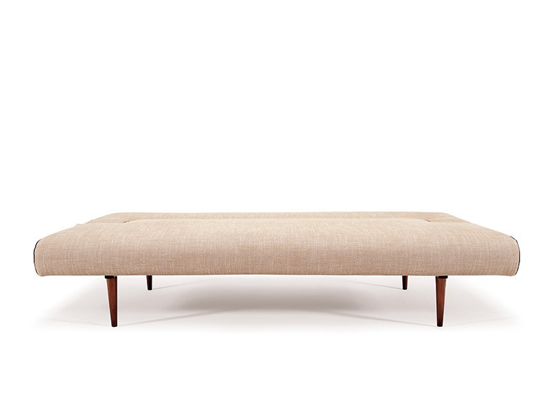 Contemporary Natural Fabric Color Sofa Bed with Walnut Legs - Click Image to Close