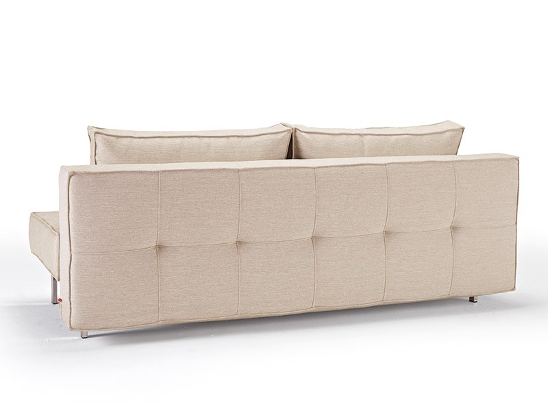 Contemporary Beige Fabric Upholstered Deluxe Sofa Bed - Click Image to Close