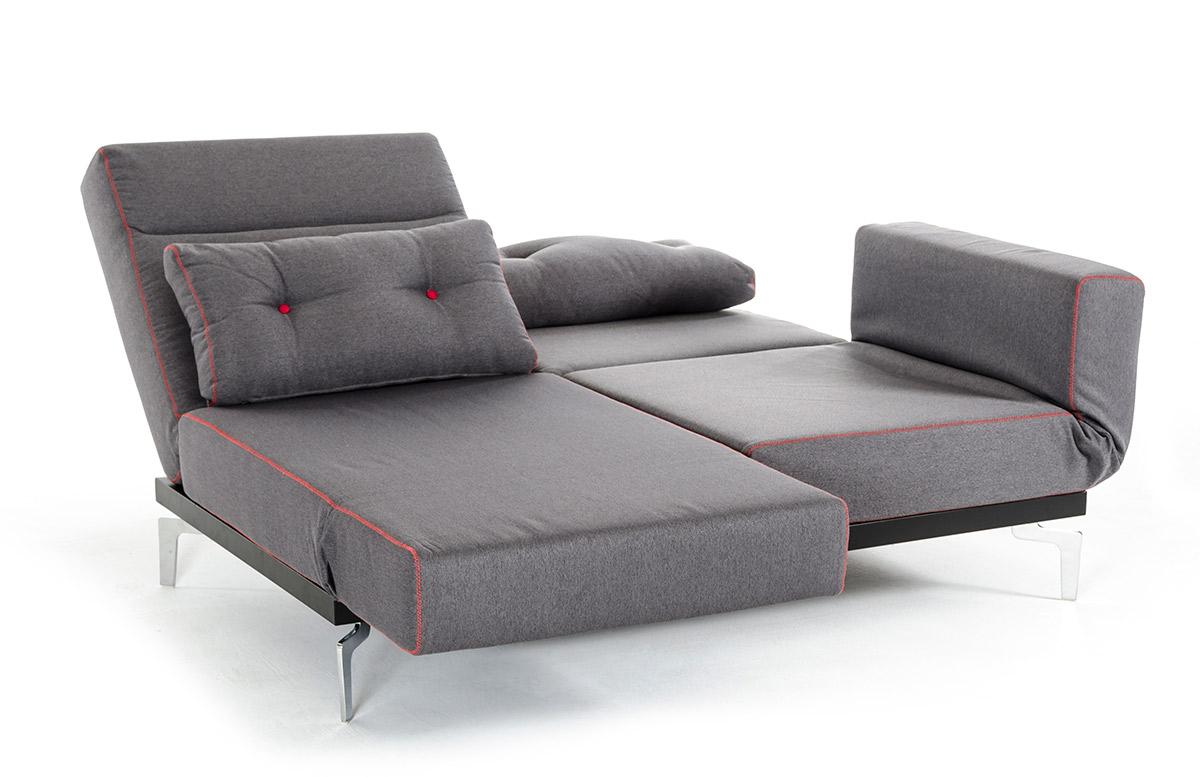 Grey Fabric Contemporary Convertible Sofa Bed - Click Image to Close