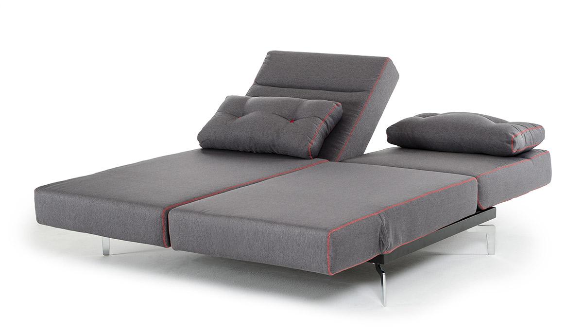 Grey Fabric Contemporary Convertible Sofa Bed - Click Image to Close