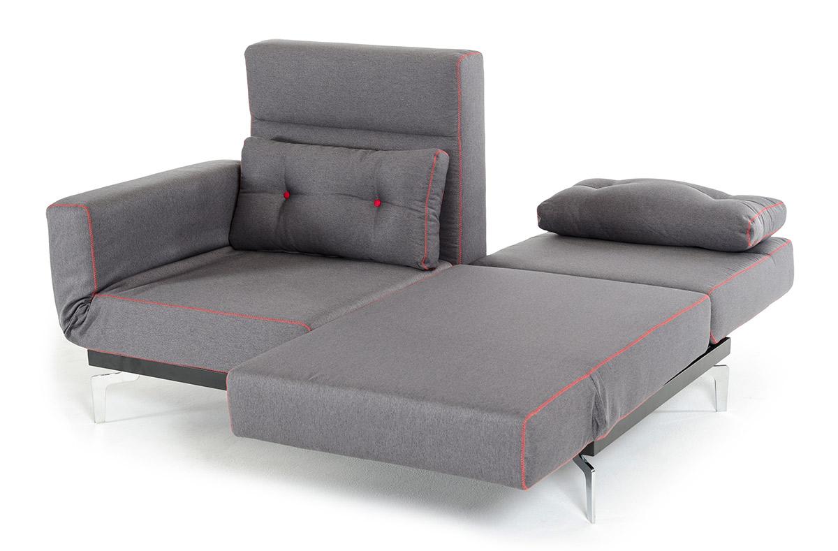 Grey Fabric Contemporary Convertible Sofa Bed - Click Image to Close