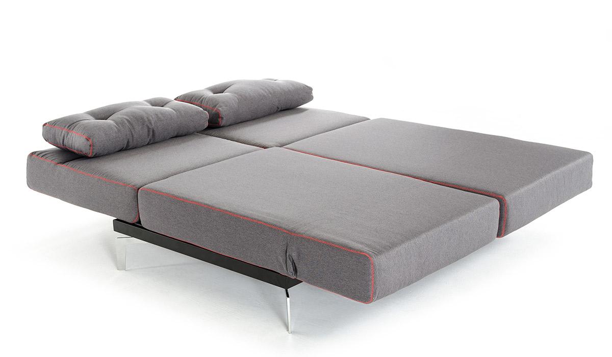 Grey Fabric Contemporary Convertible Sofa Bed - Click Image to Close