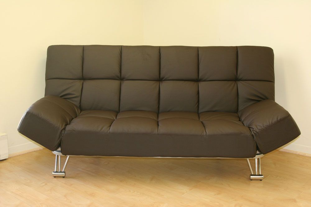 Venus Black Leatherette Sofa Bed with Color Options - Click Image to Close