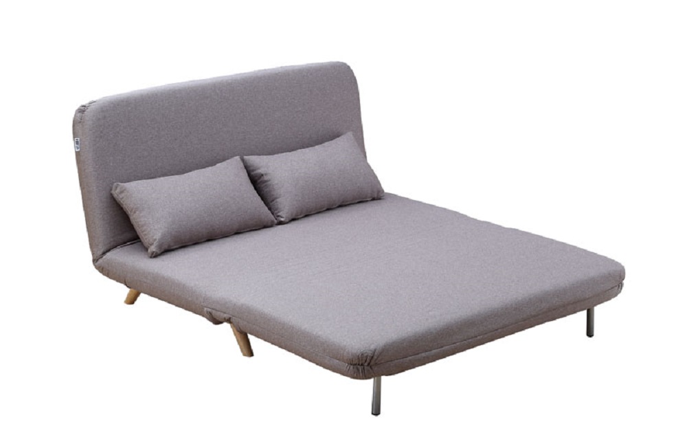 Unique Taupe Microfiber Sofa Sleeper with Lunge and Bed Features - Click Image to Close