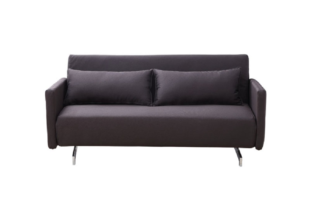 Unique Chocolate Brown Sofa Sleeper with Chrome Legs - Click Image to Close