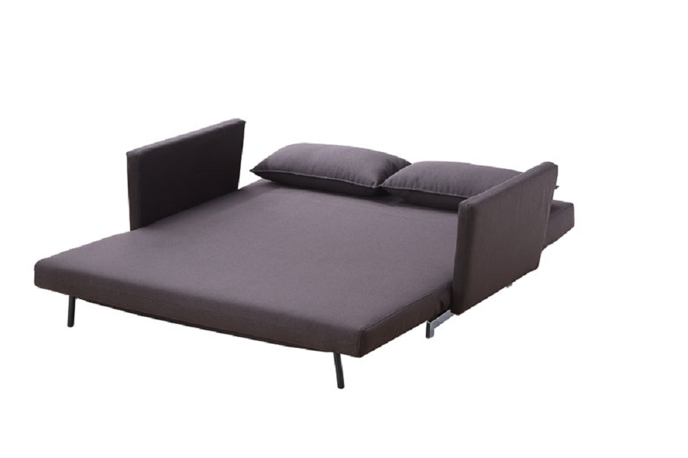 Unique Chocolate Brown Sofa Sleeper with Chrome Legs - Click Image to Close