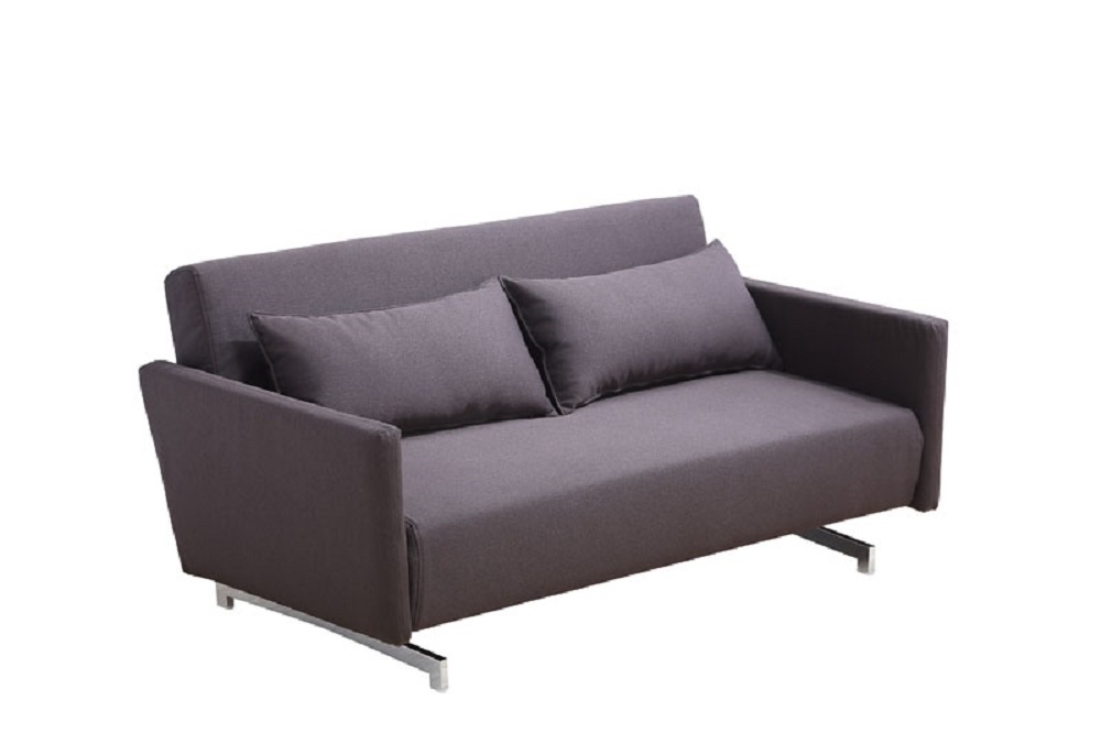 Unique Chocolate Brown Sofa Sleeper with Chrome Legs - Click Image to Close