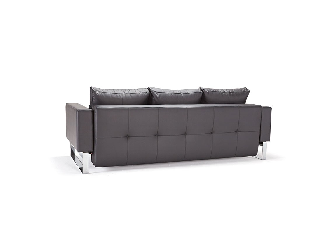 Leather Sofa Bed with Textured Pillow and Color Options - Click Image to Close