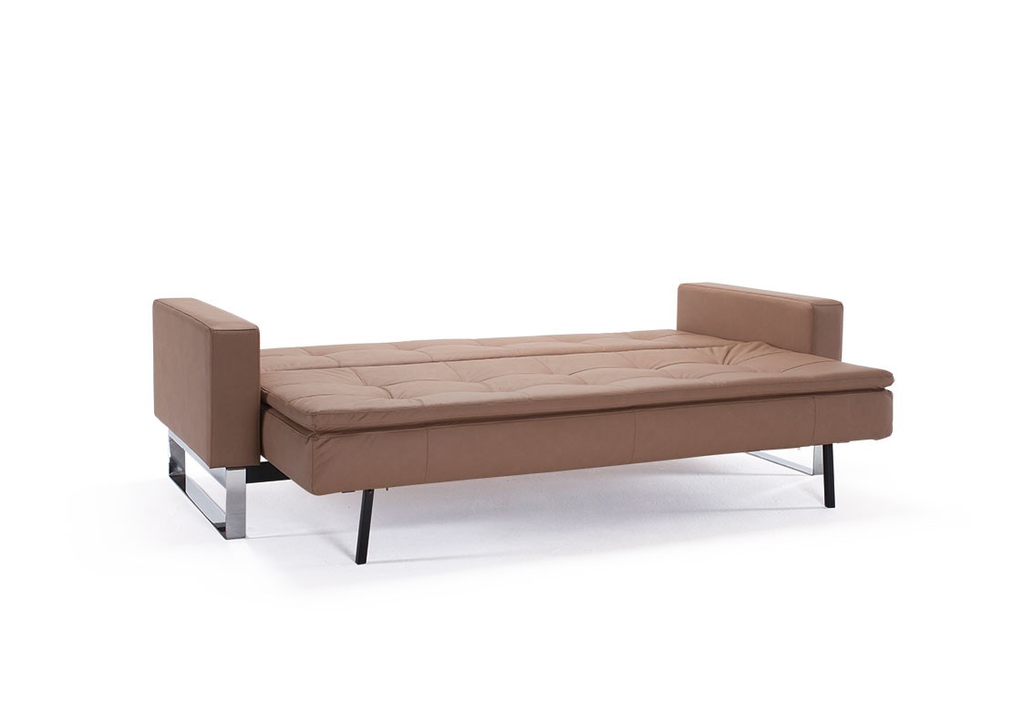 Contemporary Sofa Bed with Arms Wapped in Fabric or Leather - Click Image to Close