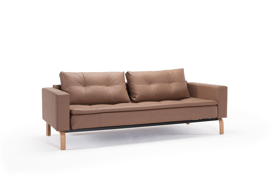 Contemporary Sofa Bed with Arms Wapped in Fabric or Leather - Click Image to Close