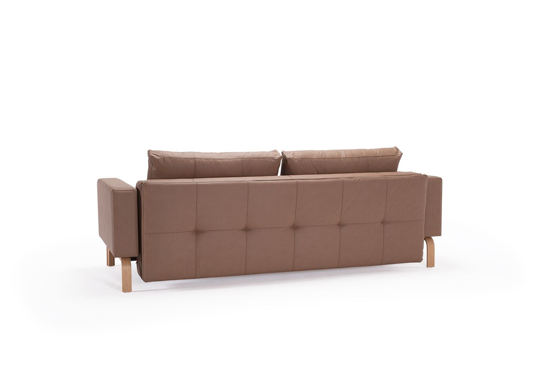 Contemporary Sofa Bed with Arms Wapped in Fabric or Leather - Click Image to Close