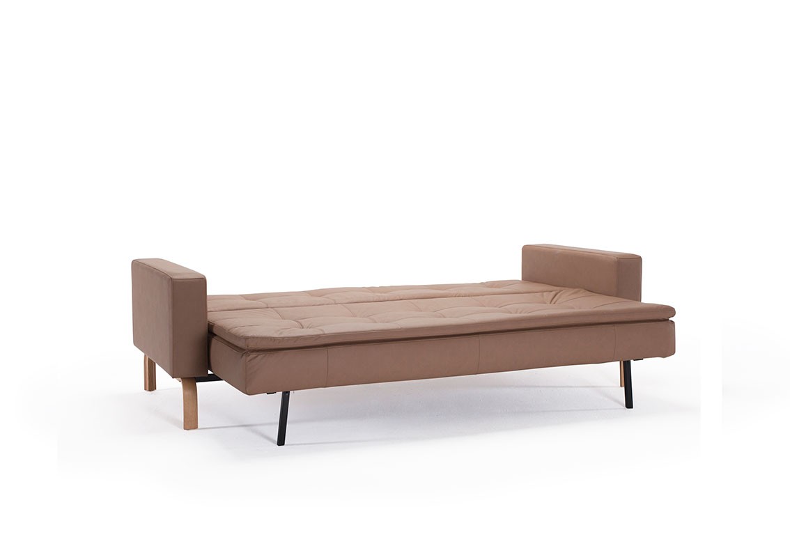 Contemporary Sofa Bed with Arms Wapped in Fabric or Leather - Click Image to Close