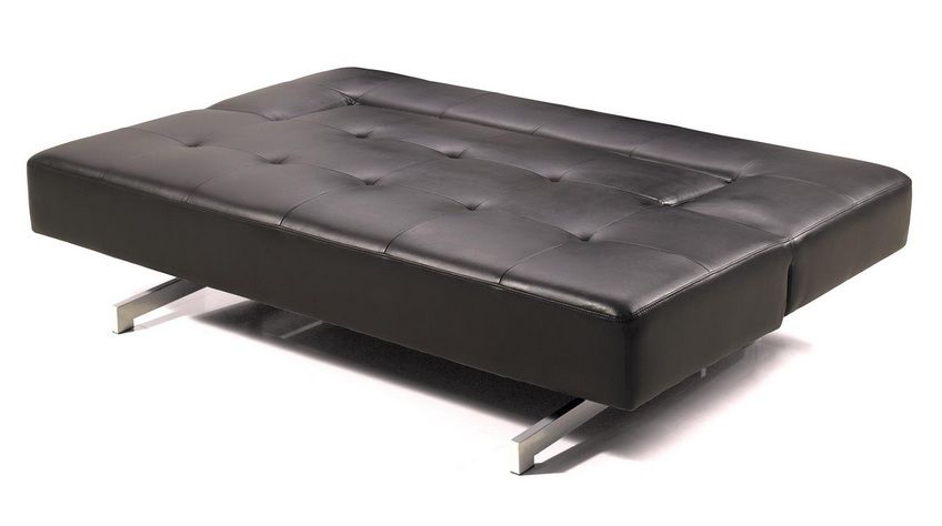Fold-Out Espresso Leatherette Sofa Bed - Click Image to Close