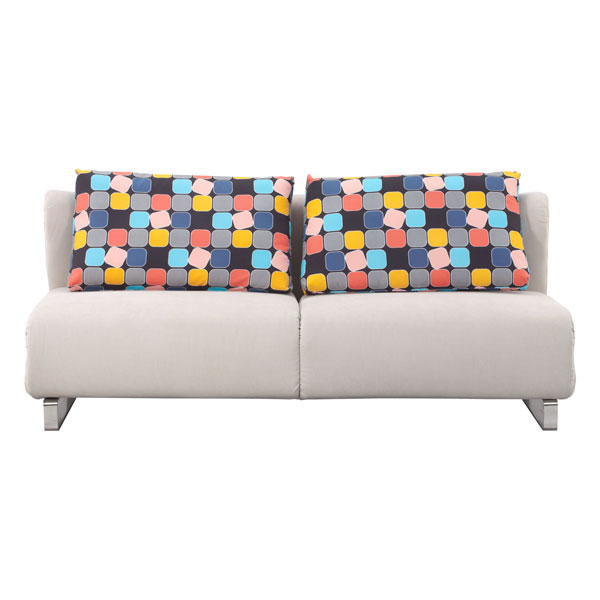 Fabric Contemporary Sofa Bed with Chrome Legs and Pillows - Click Image to Close