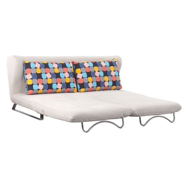 Fabric Contemporary Sofa Bed with Chrome Legs and Pillows - Click Image to Close