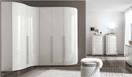 White High Gloss Modular Curved Wardrobe