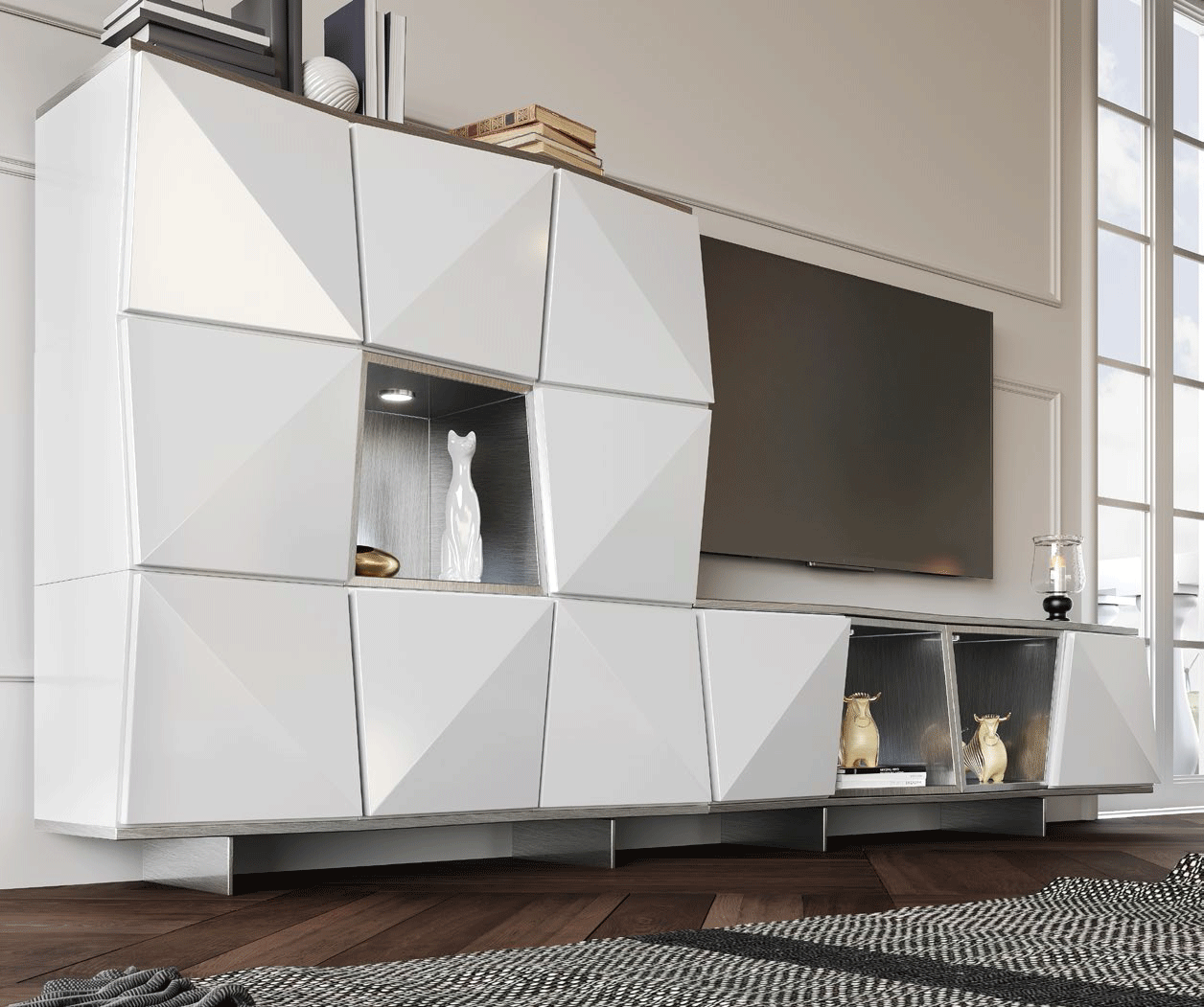 Alba Entertainment Center Wall Unit with Extra Storage Alba Entertainment Center Wall Unit with Extra Storage