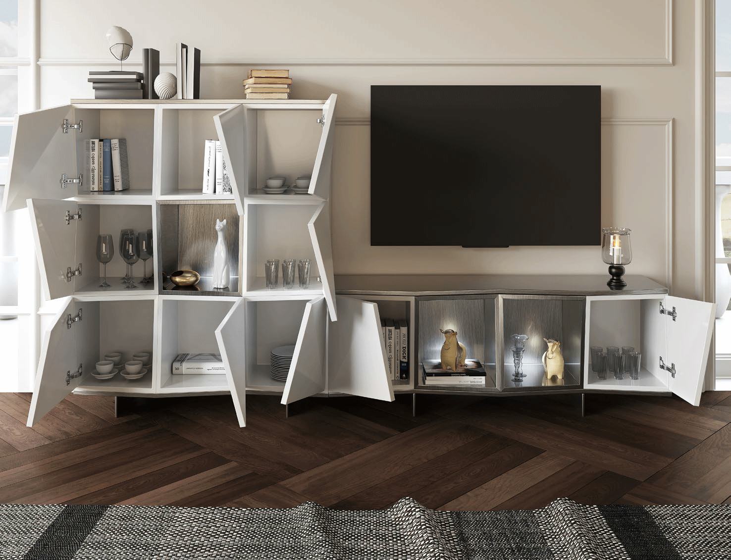 Alba Entertainment Center Wall Unit with Extra Storage - Click Image to Close