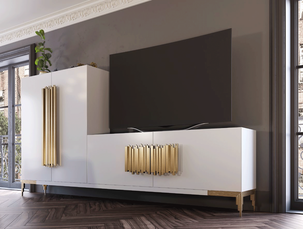 Contemporary Display Wall Unit Butterfly in White Matte Color