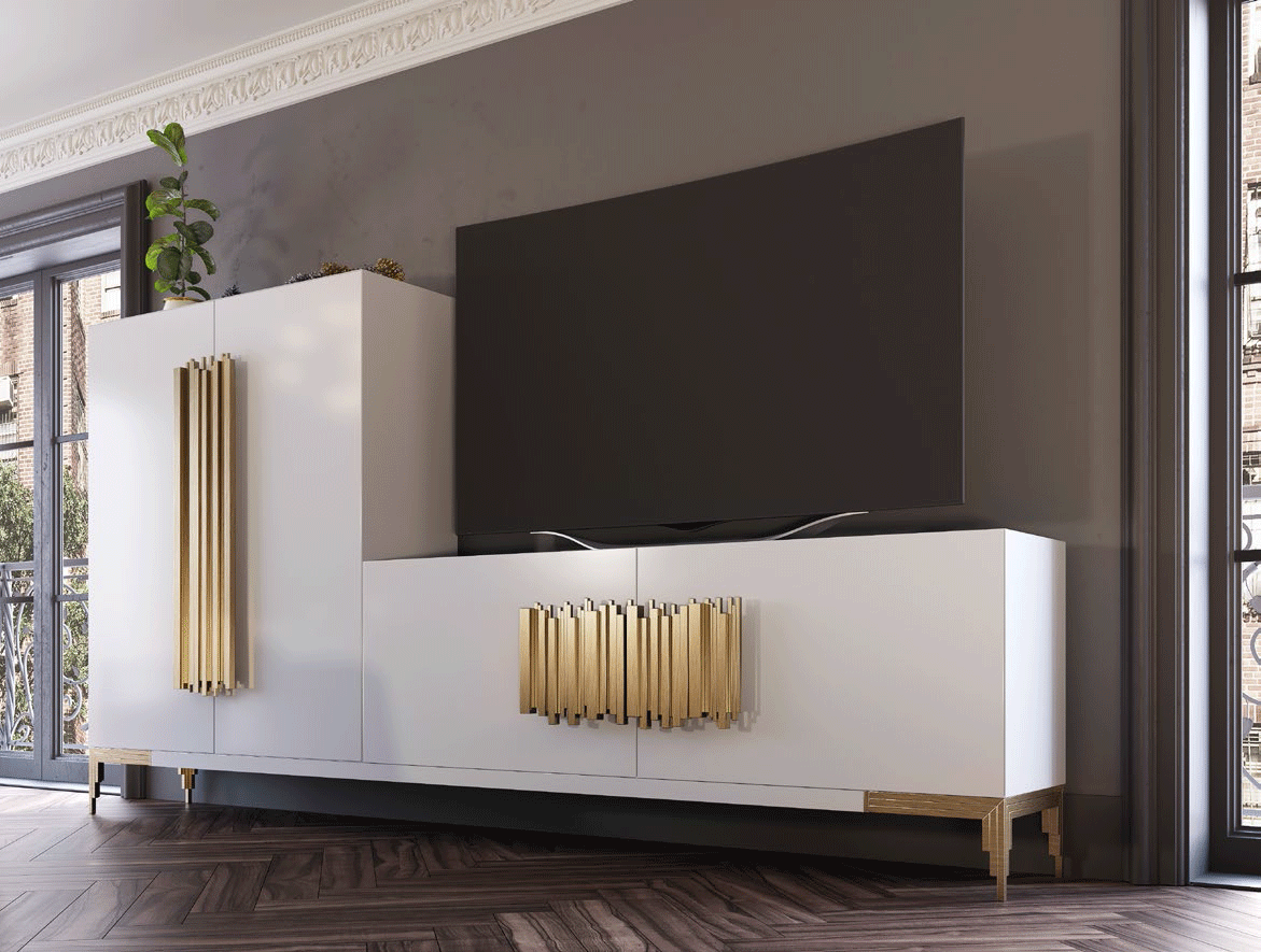 Contemporary Display Wall Unit Butterfly in White Matte Color Contemporary Display Wall Unit Butterfly in White Matte Color