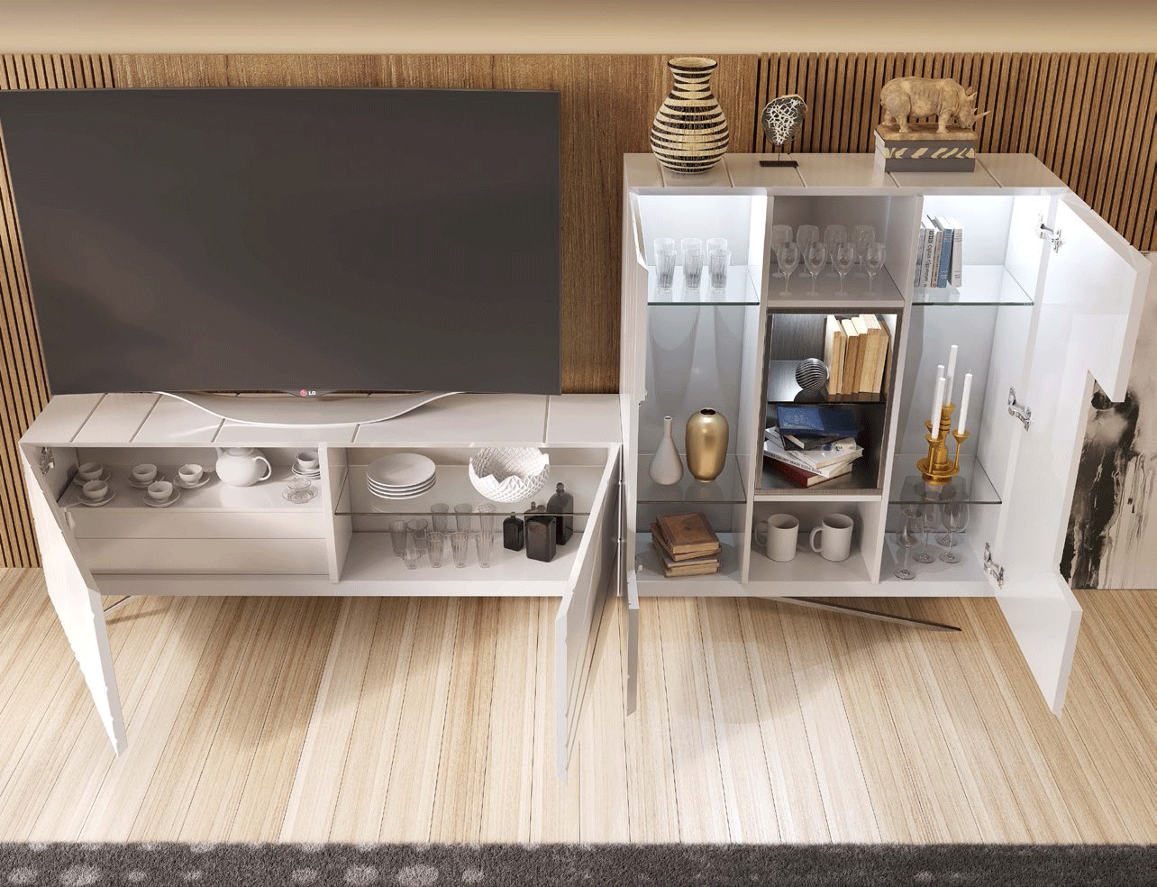 Contemporary Osaka Shelving Unit with Color Options