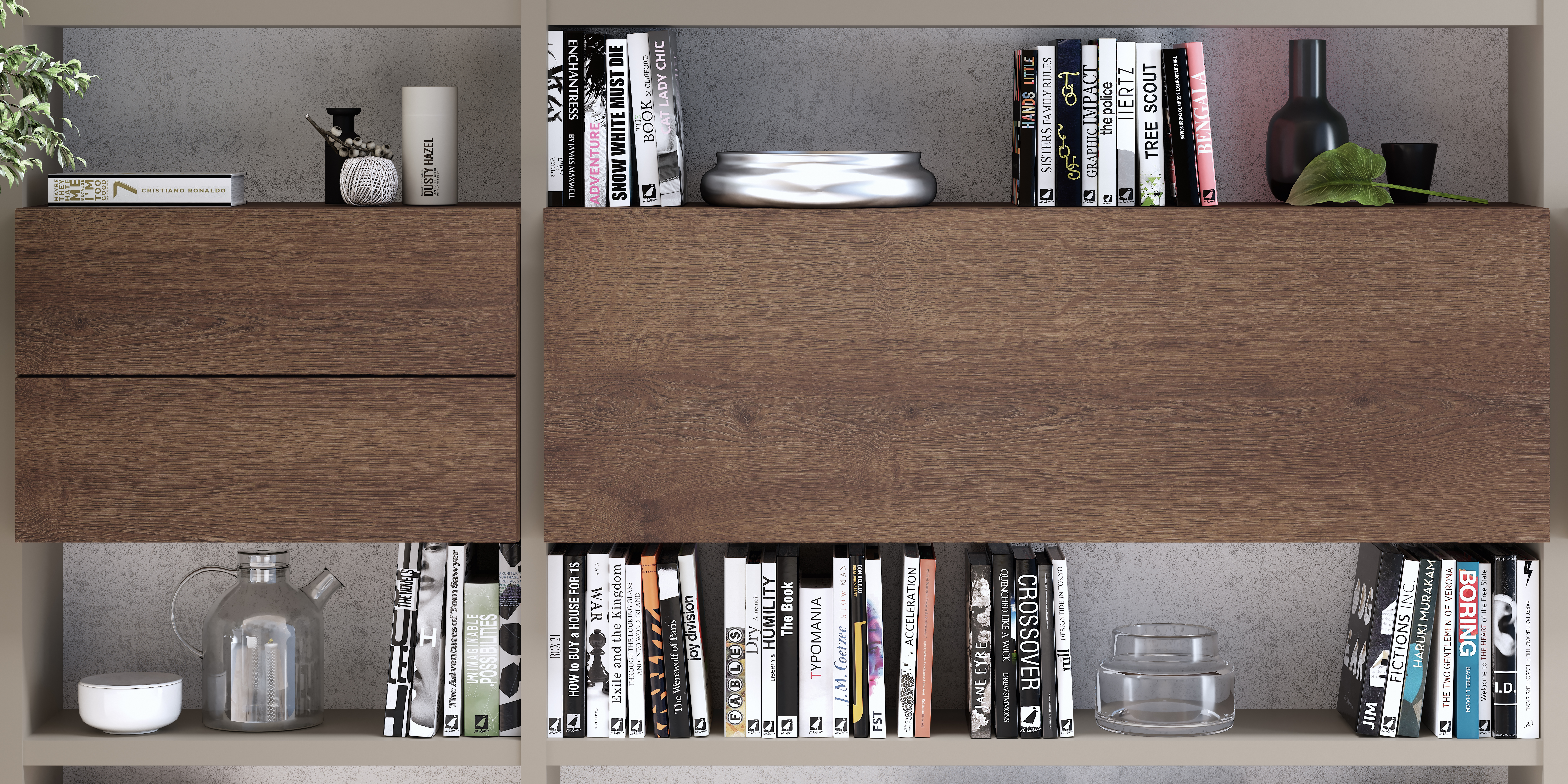 Contemporary Wall Unit with Bookcase Feature - Click Image to Close