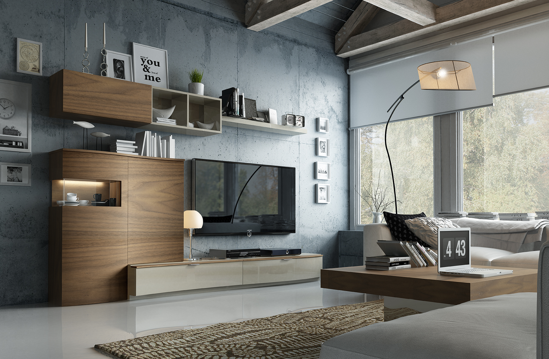 Elegant Living Room Wall Unit with Entertainment Center Los Angeles ...
