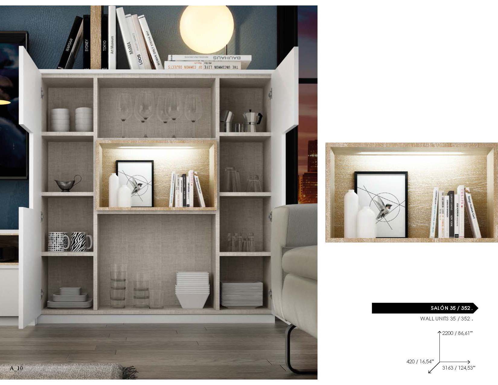 Elite White Wall Unit with Illuminating Light - Click Image to Close