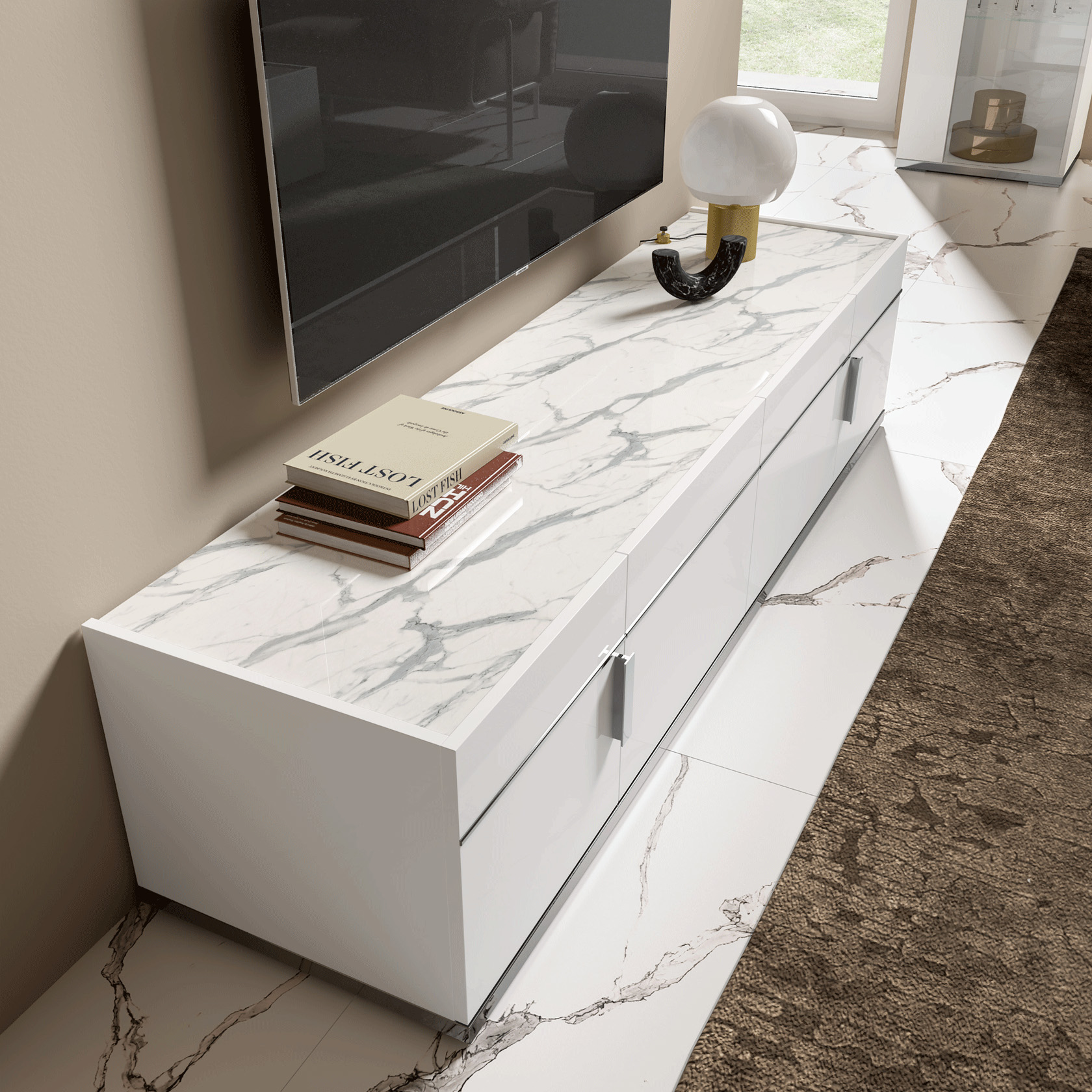 Contemporary Italian Capacious Entertainment Center - Click Image to Close