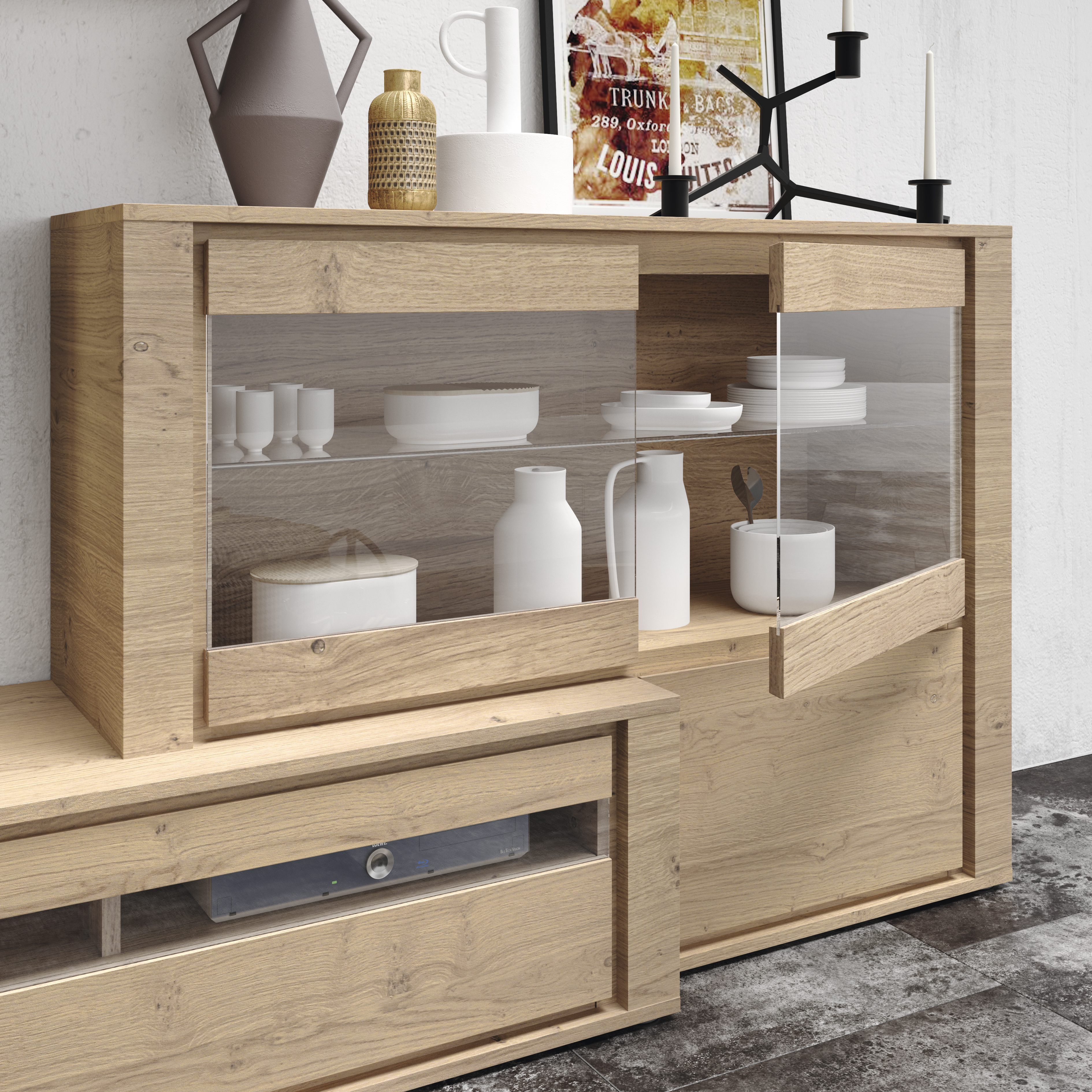 Textured Oak Brown Wall Unit - Click Image to Close