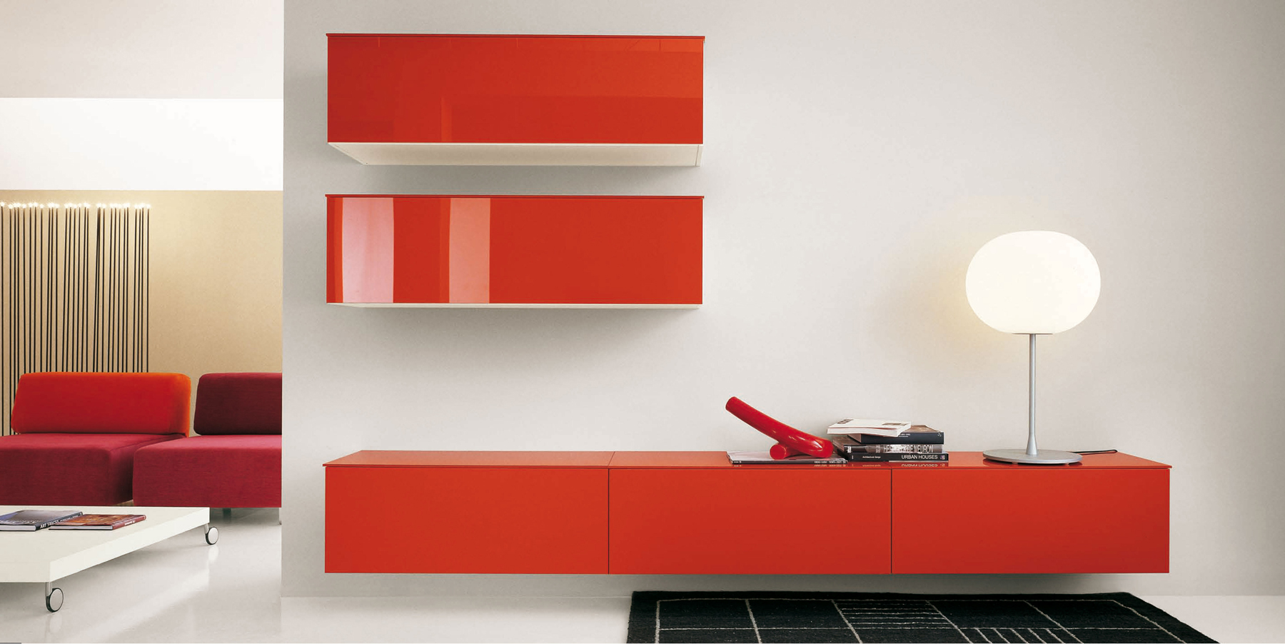 Red Lacquered Italian Contemporary Entertainment Center Chula Vista
