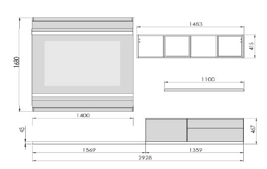 Elegant White Wall Unit with Entertainment Center for Living Room - Click Image to Close